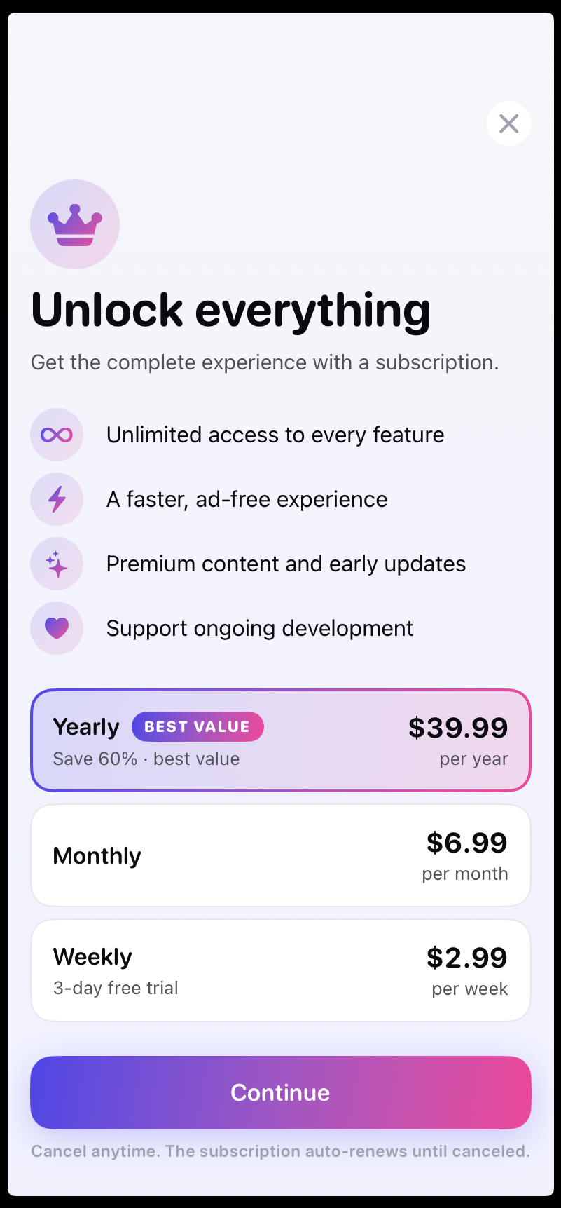 Zone Trio — paywall / subscription